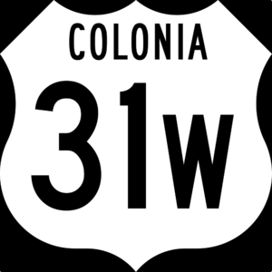 The route marker shield used for Colonia Route 31B, an auxiliary route of Route 31.